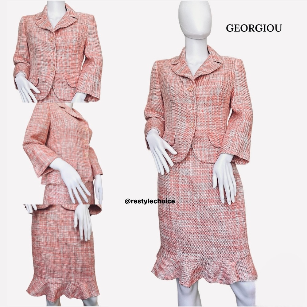 GEORGIOU VINTAGE TWEEN 2 PIECE MIX SET BLAZER W SKIRT BABY PINK